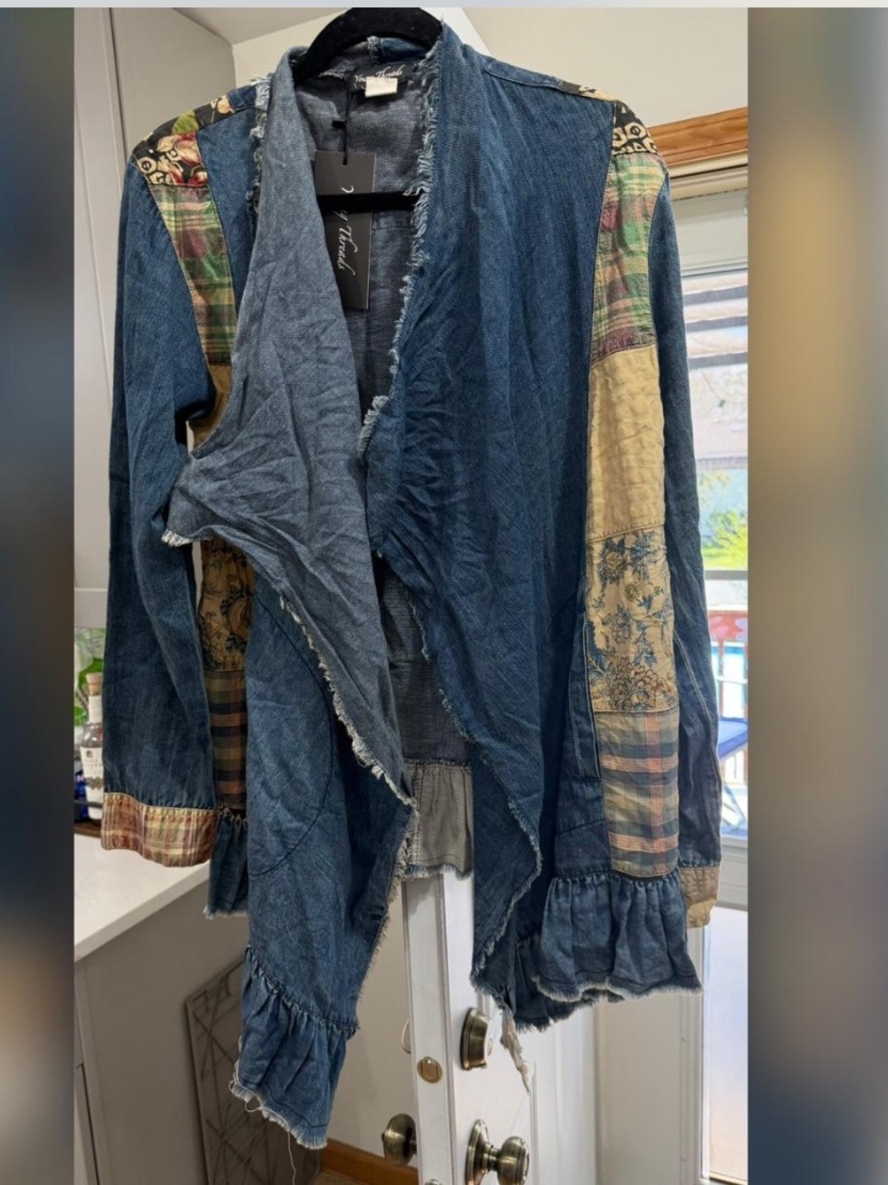 Young threads Patchwork Denim JacketBlue & Multicolor Accents
